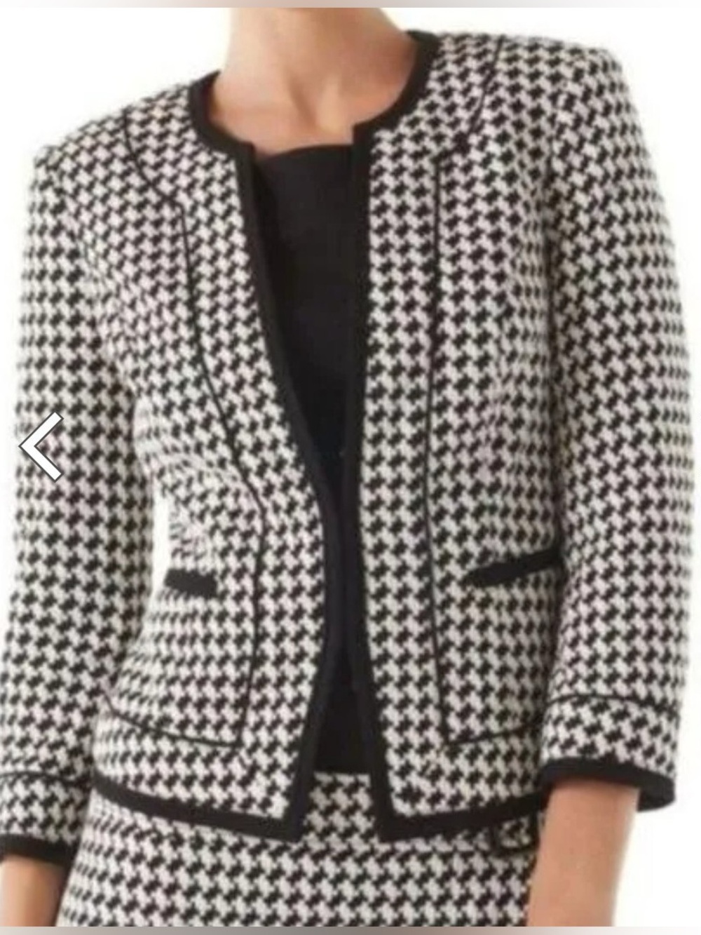 White House Black Market Houndstooth Crop Jacket